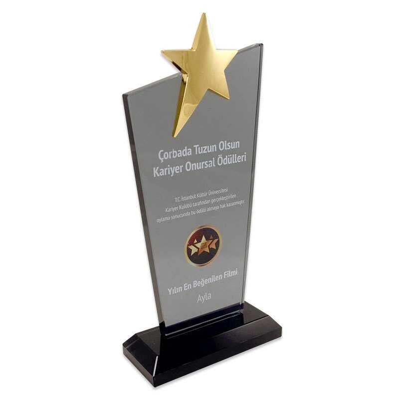 Kristal Plaket KC-1020 Metal Yıldızlı Siyah - 2