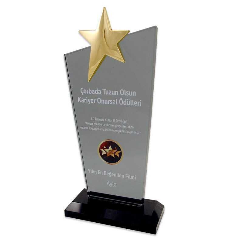 Kristal Plaket KC-1020 Metal Yıldızlı Siyah - 3