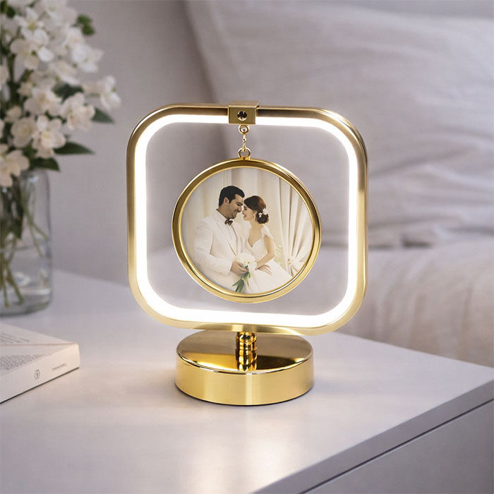 Modern Işıklı Yuvarlak Kare Fotoğraf Çerçevesi - 4