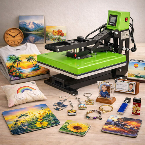 Otomatik Transfer Baskı Presi AP1715 40x50CM Yeşil - 2