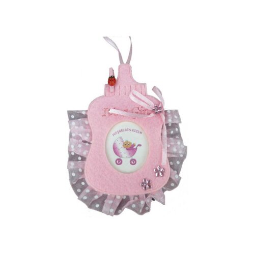 Pembe Biberon Keçe Bebek Çerçevesi - 