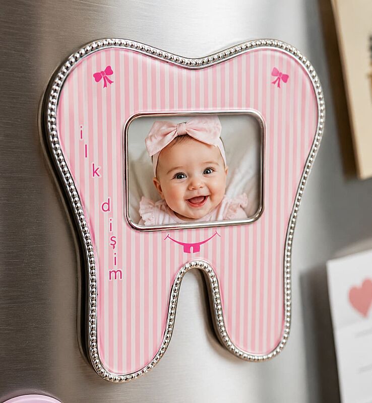 Pembe Diş Bebek Magnet Çerçevesi - 1
