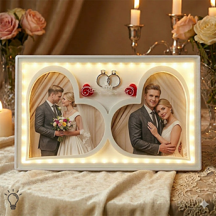 Plastik Led Işıklı 2li Kalp Fotoğraf Çer 7493-15 - 2