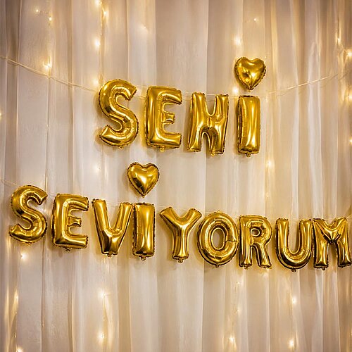 Seni Seviyorum Folyo Balon Seti Altın - 40cm - 
