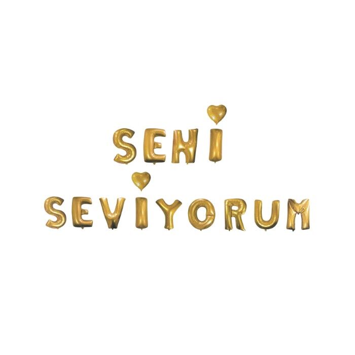 Seni Seviyorum Folyo Balon Seti Altın - 40cm - 1