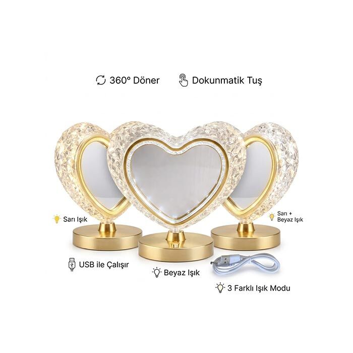 Sihirli Işıklı Kristal Kalp Fotoğraf Çerçevesi - 2