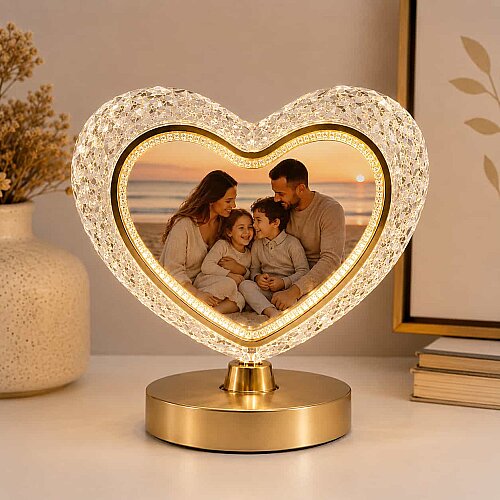 Sihirli Işıklı Kristal Kalp Fotoğraf Çerçevesi - sanalbayim