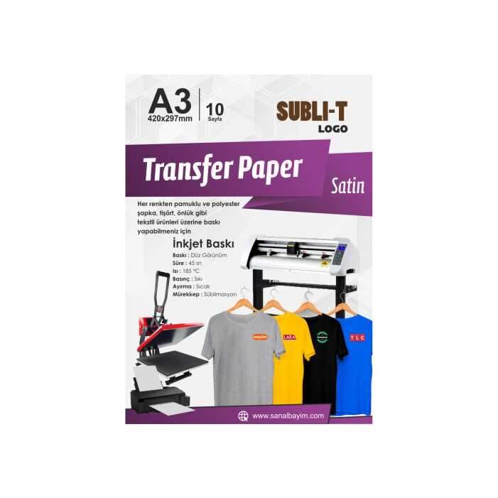 Subli-T Sublimasyon Saten A3 Kumaş 10lu Paket - 1