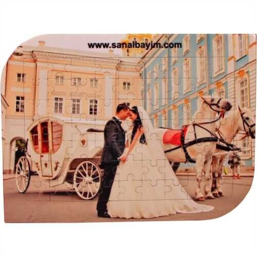 Sublimasyon A4 Puzzle Köşesi Oval 63 Parça Ayaklı - 