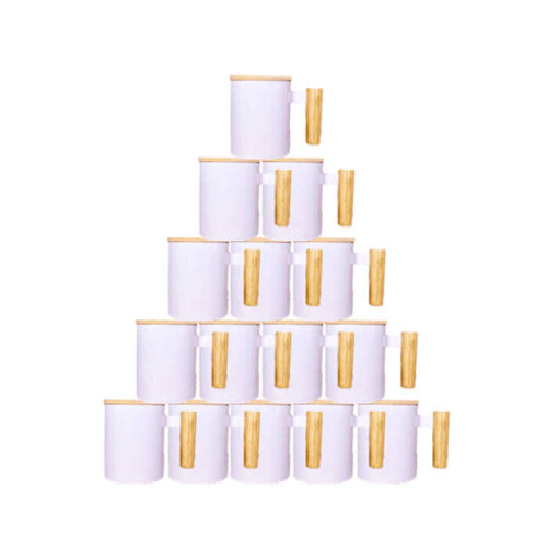 Süblimasyon Ahşap Sap Kapak ve Kaşıklı Kupa UC Ksz - (1)