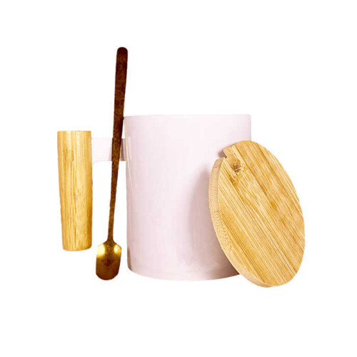 Süblimasyon Ahşap Sap Kapak ve Kaşıklı Kupa UC - (1)