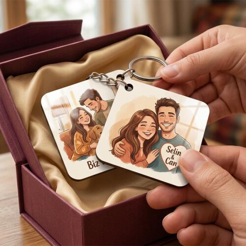 Sublimasyon Anahtarlık HDF Kare Çift Taraflı 5x5cm - (1)