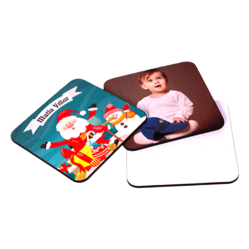 Sublimasyon Bardak Altı Kare 9,5cm Eko Ahşap - 1