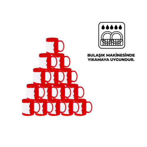 Sublimasyon Dekoratif Alanlı Kırmızı Kupa Kutusuz - 