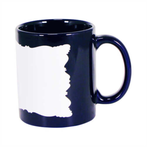 Sublimasyon Dekoratif Alanlı Lacivert Kupa - 