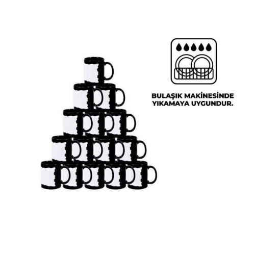 Sublimasyon Dekoratif Alanlı Siyah Kupa Kutusuz - 