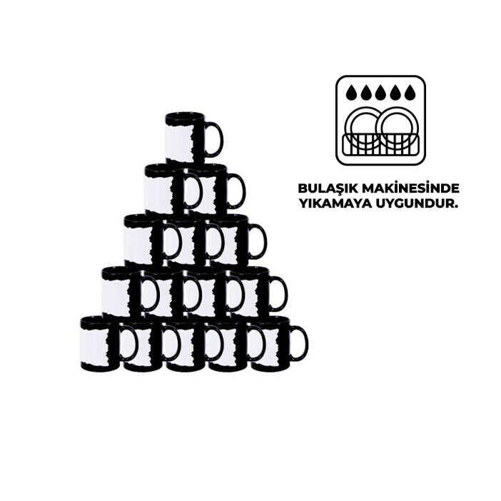 Sublimasyon Dekoratif Alanlı Siyah Kupa Kutusuz - 1