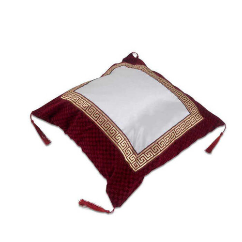 Sublimasyon Dokuma Kare Püskül Yast Kılıfı Bordo - (1)