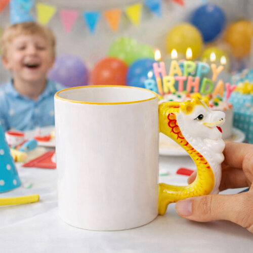 Sublimasyon Ejderha Figürlü Kupa Bardak - (1)