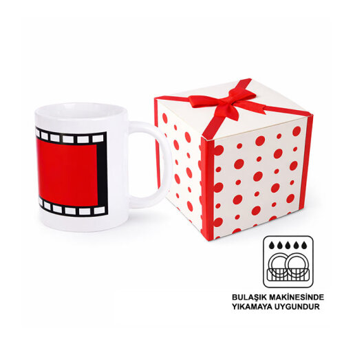 Sublimasyon Film Şeritli Beyaz İthal Sihirli Kupa - 