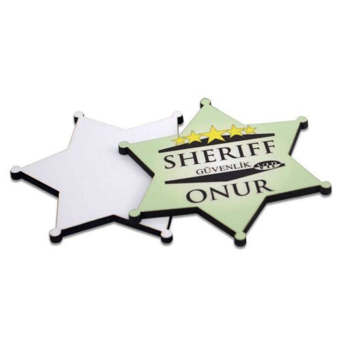 Sublimasyon HDF Yaka İsimlik Yıldız 65x72mm - (1)