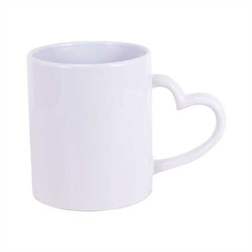 Sublimasyon Kalp Kulplu Beyaz İthal Kupa - 1