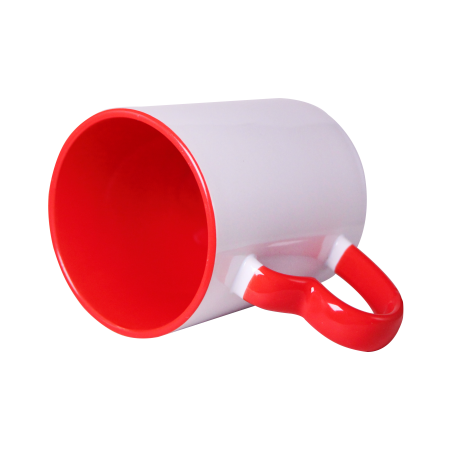 Sublimasyon Kalp Kulplu İçi Kırmızı Kupa Bardak - 2