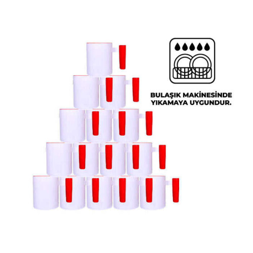 Süblimasyon Kırmızı Ahşap Saplı ve İç Kupa UC Ksz - 