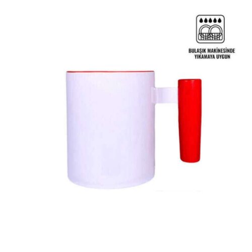 Süblimasyon Kırmızı Ahşap Saplı ve İç Kupa UC Ksz - 