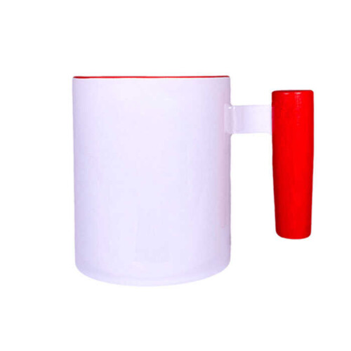 Süblimasyon Kırmızı Ahşap Saplı ve İç Kupa UC - (1)