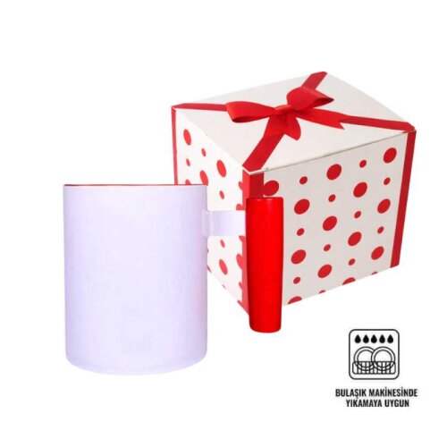 Süblimasyon Kırmızı Ahşap Saplı ve İç Kupa UC - (1)
