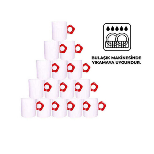 Süblimasyon Kırmızı Çiçek Saplı Kupa UC Kutusuz - 1