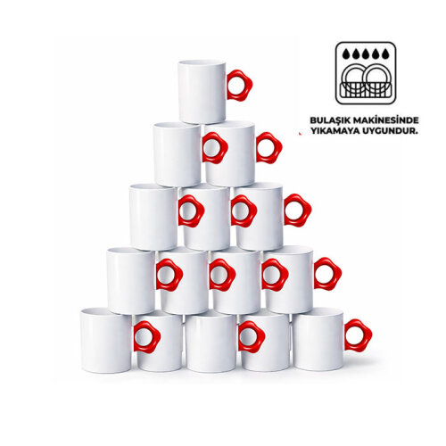 Süblimasyon Kırmızı Çiçek Saplı Kupa UC Kutusuz - 2