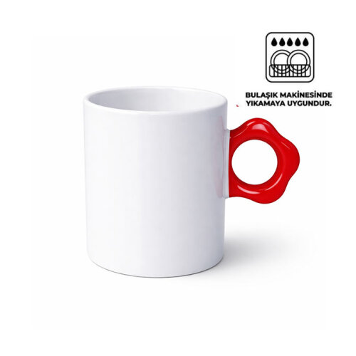 Süblimasyon Kırmızı Çiçek Saplı Kupa UC Kutusuz - 1