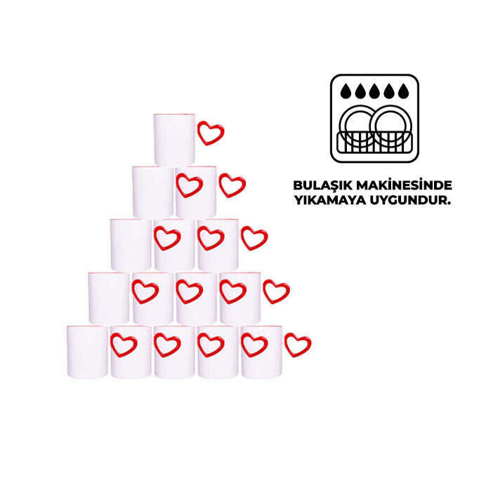 Süblimasyon Kırmızı Kalpli İçi Kırmızı Kupa UC Ksz - 1