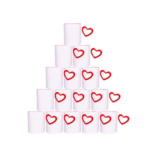 Süblimasyon Kırmızı Kalpli İçi Kırmızı Kupa UC Ksz - 3