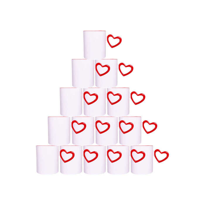 Süblimasyon Kırmızı Kalpli İçi Kırmızı Kupa UC Ksz - 3