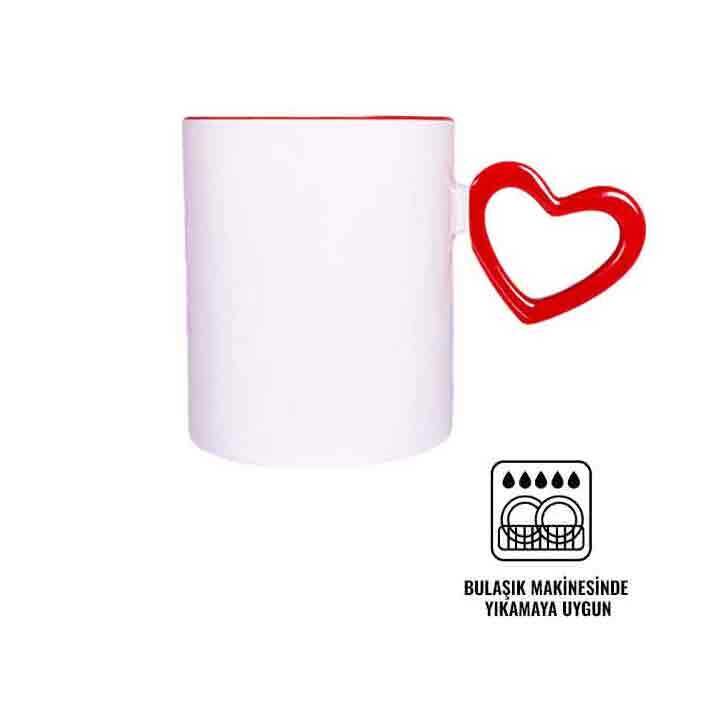 Süblimasyon Kırmızı Kalpli İçi Kırmızı Kupa UC - 1