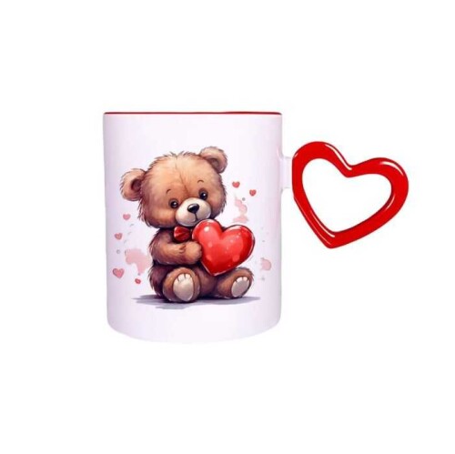 Süblimasyon Kırmızı Kalpli İçi Kırmızı Kupa UC - (1)