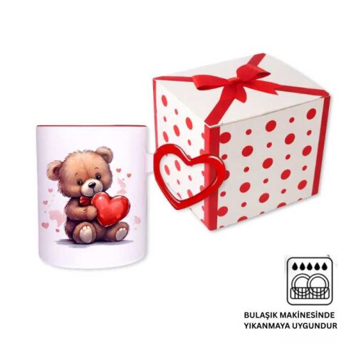 Süblimasyon Kırmızı Kalpli İçi Kırmızı Kupa UC - 