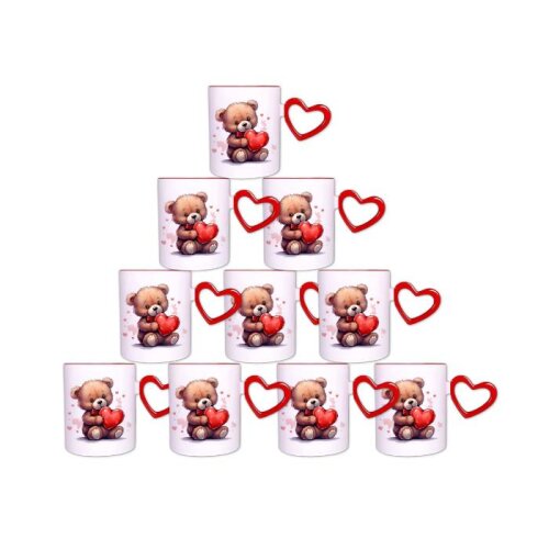 Süblimasyon Kırmızı Kalpli İçi Kırmızı Kupa UC - (1)