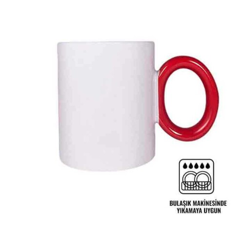 Süblimasyon Kırmızı Yuvarlak Saplı Kupa UC - 1