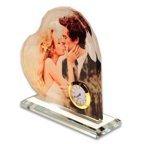 Sublimasyon Kristal Plaket Beyaz Kalp Saatli - 2