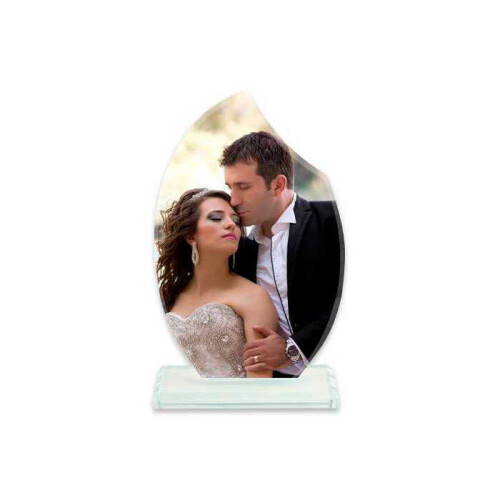 Sublimasyon Kristal Plaket Kenarı K Oval Beyaz 8MM - 