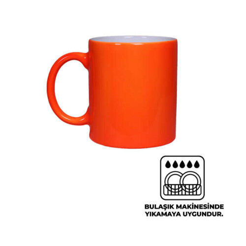 Sublimasyon Neon Turuncu Parlak Kupa - 1