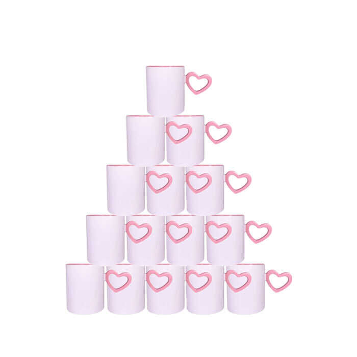 Süblimasyon Pembe Kalpli İçi Pembe Kupa UC Ksz - 2
