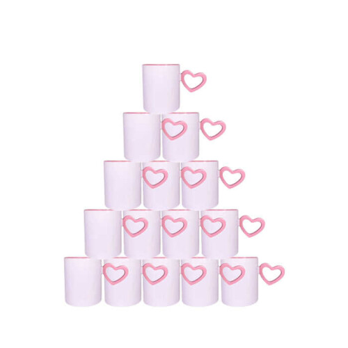 Süblimasyon Pembe Kalpli İçi Pembe Kupa UC Ksz - (1)