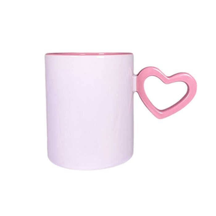Süblimasyon Pembe Kalpli İçi Pembe Kupa UC - 2
