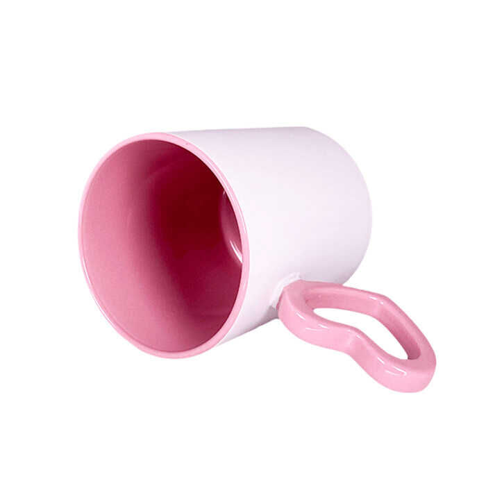 Süblimasyon Pembe Kalpli İçi Pembe Kupa UC - 3