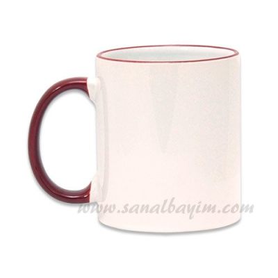 Sublimasyon Sapı Bordo Renkli İthal Kupa - 2
